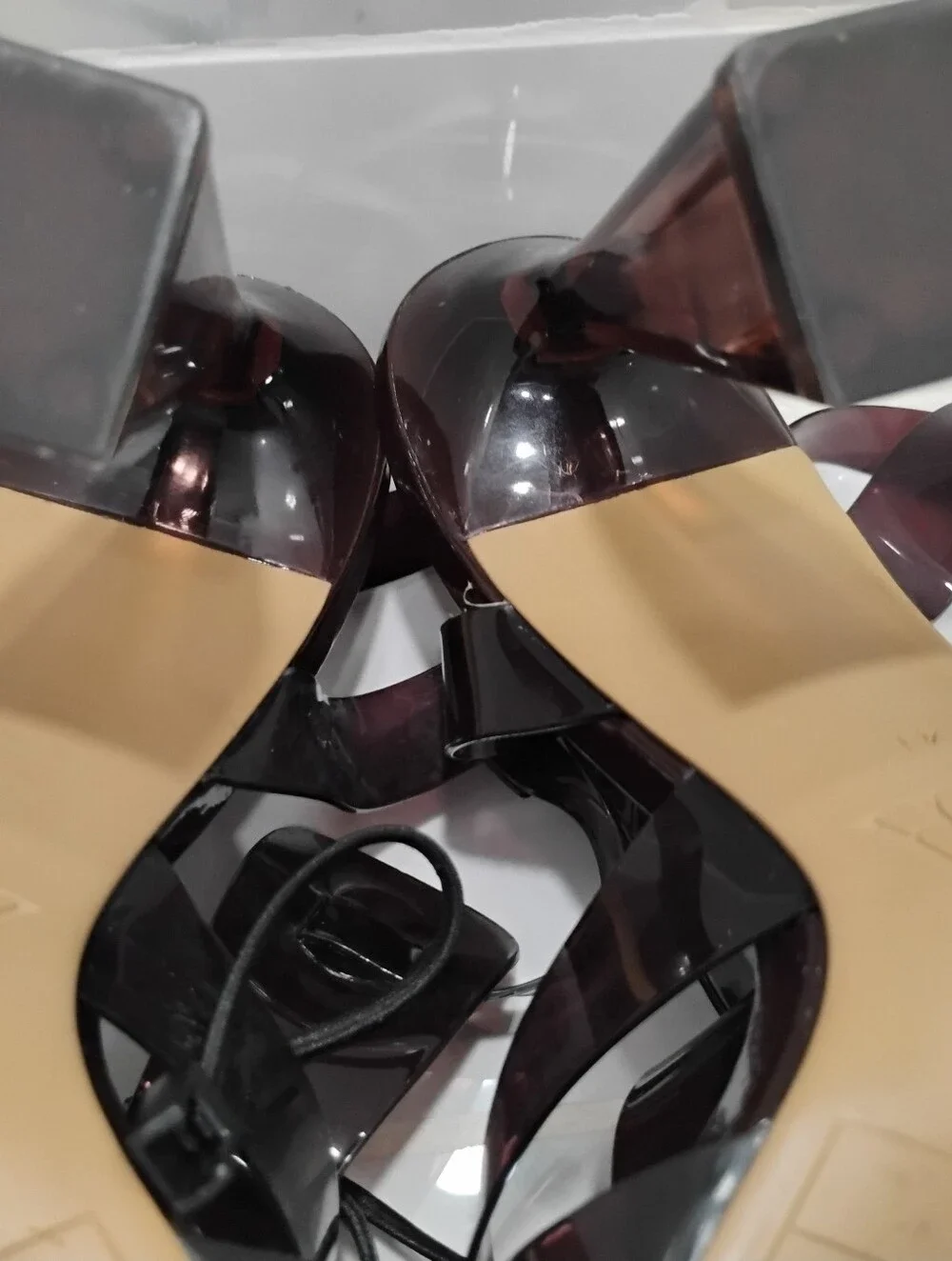 Zara Dark Burgundy Transparent Strappy Heel Sandal
